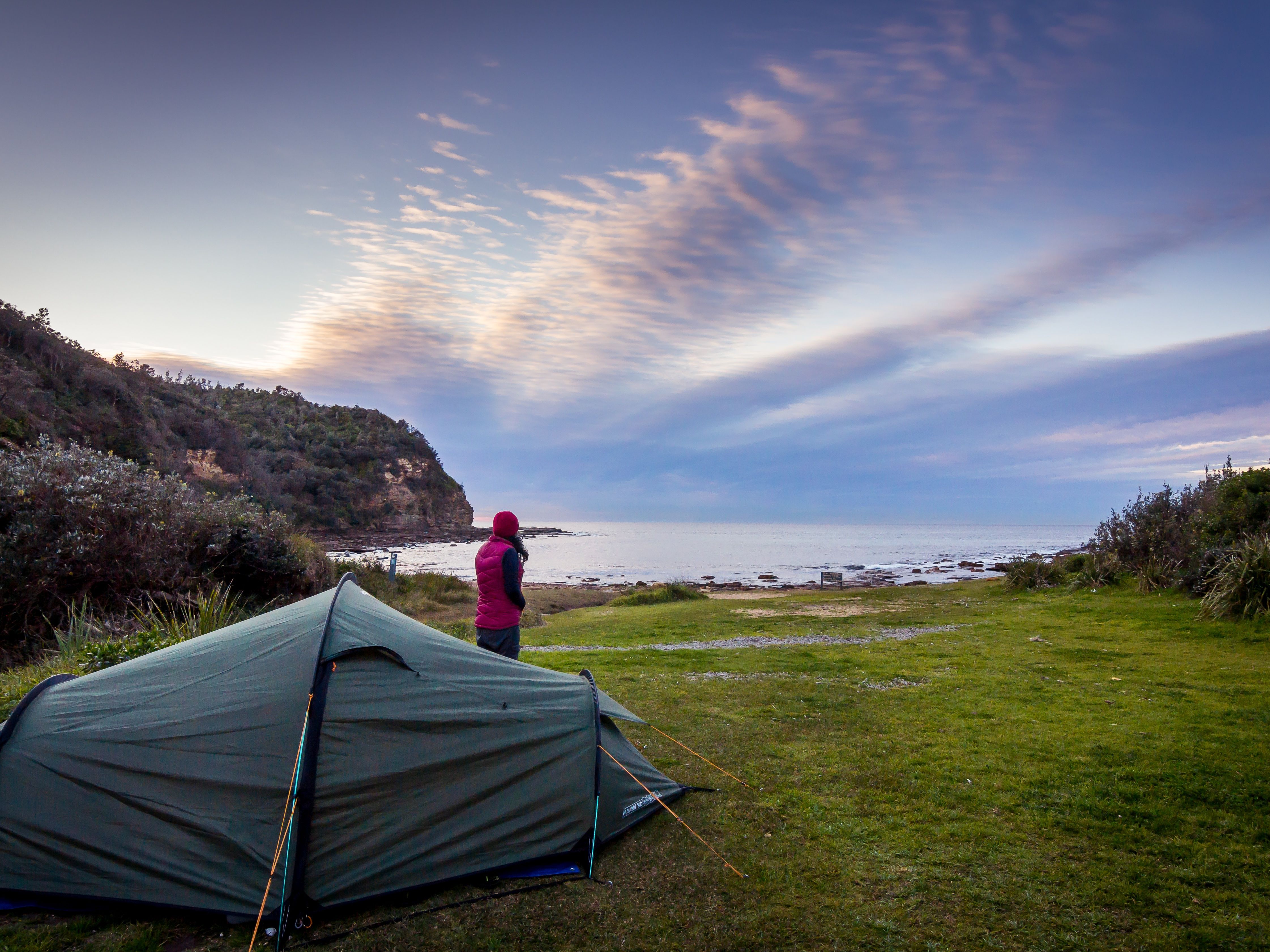 Lone camper at beach