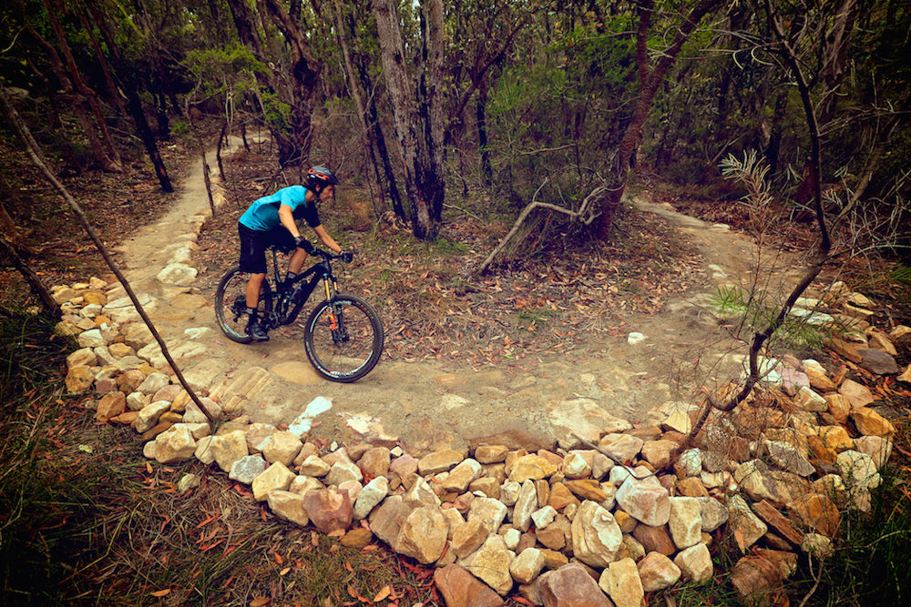 Mountain biking at Gahnia and Serrata mountain bike trails in Garigal National Park. Photo: Flow Mountain Bike
