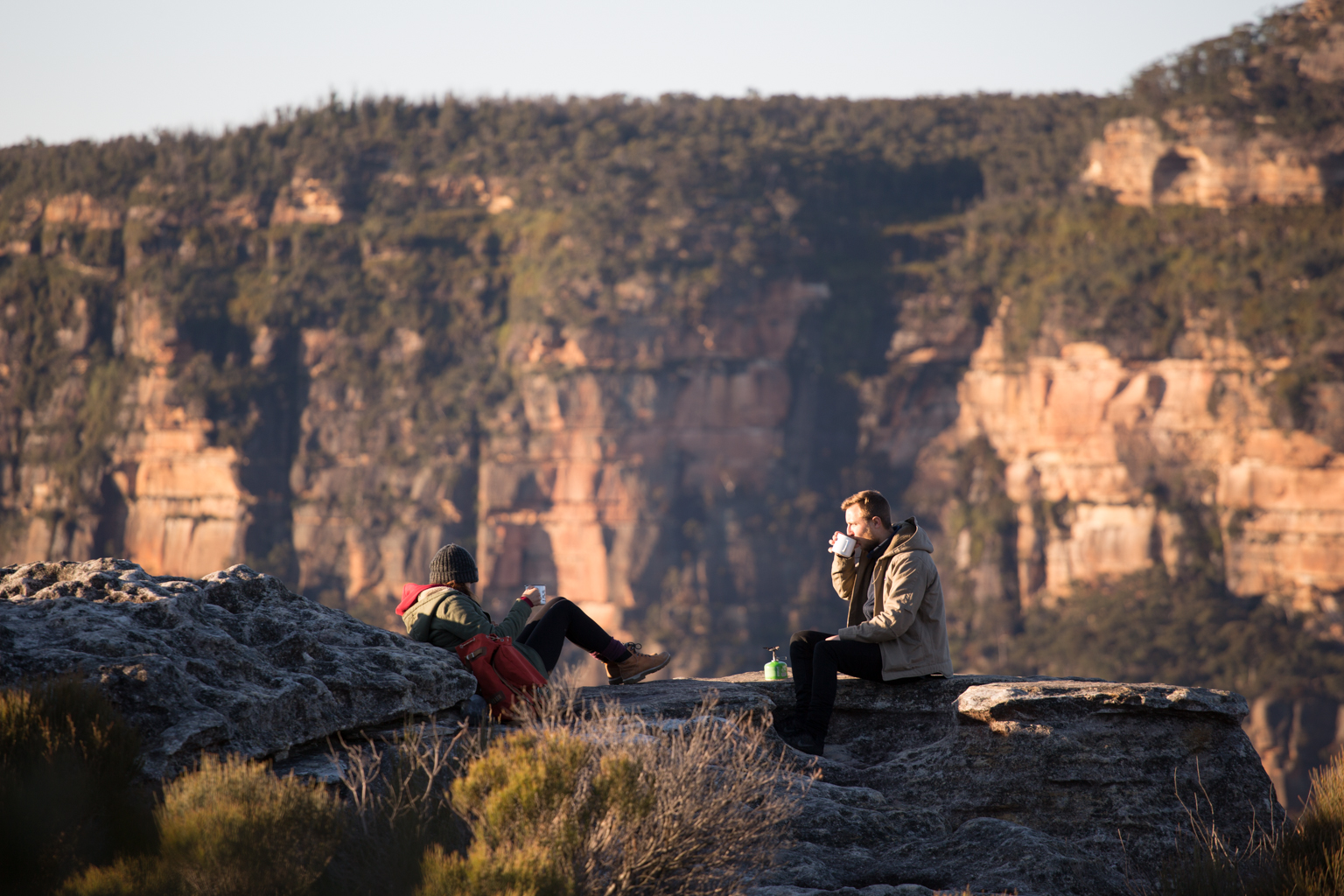 Two people on a hike in Blue Mountains National Park. Photo: Tim Clark