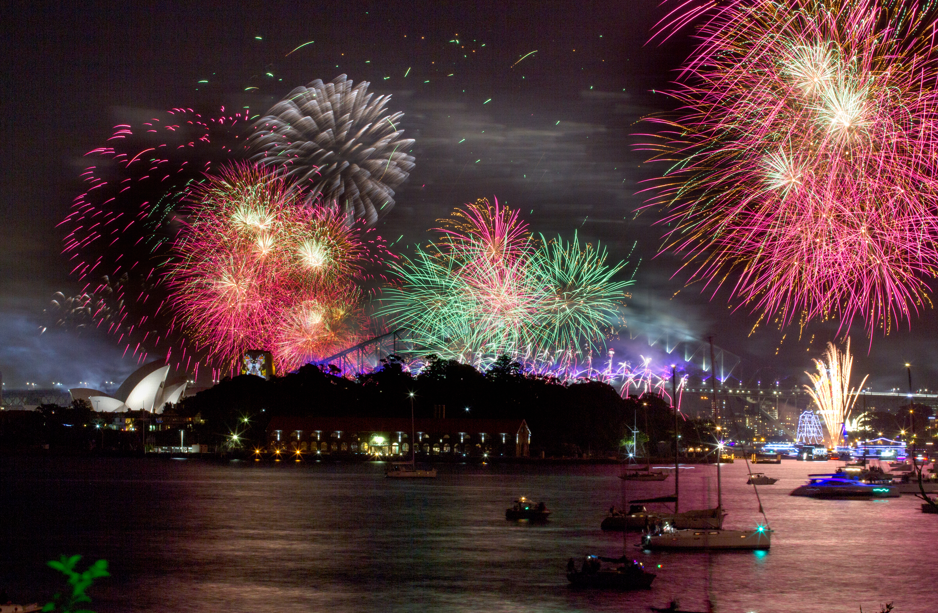 Sydney Harbour New Year's Eve fireworks seen from Clark Island, Sydney Harbour National Park. Photo: Edwina Pickles/DPIE