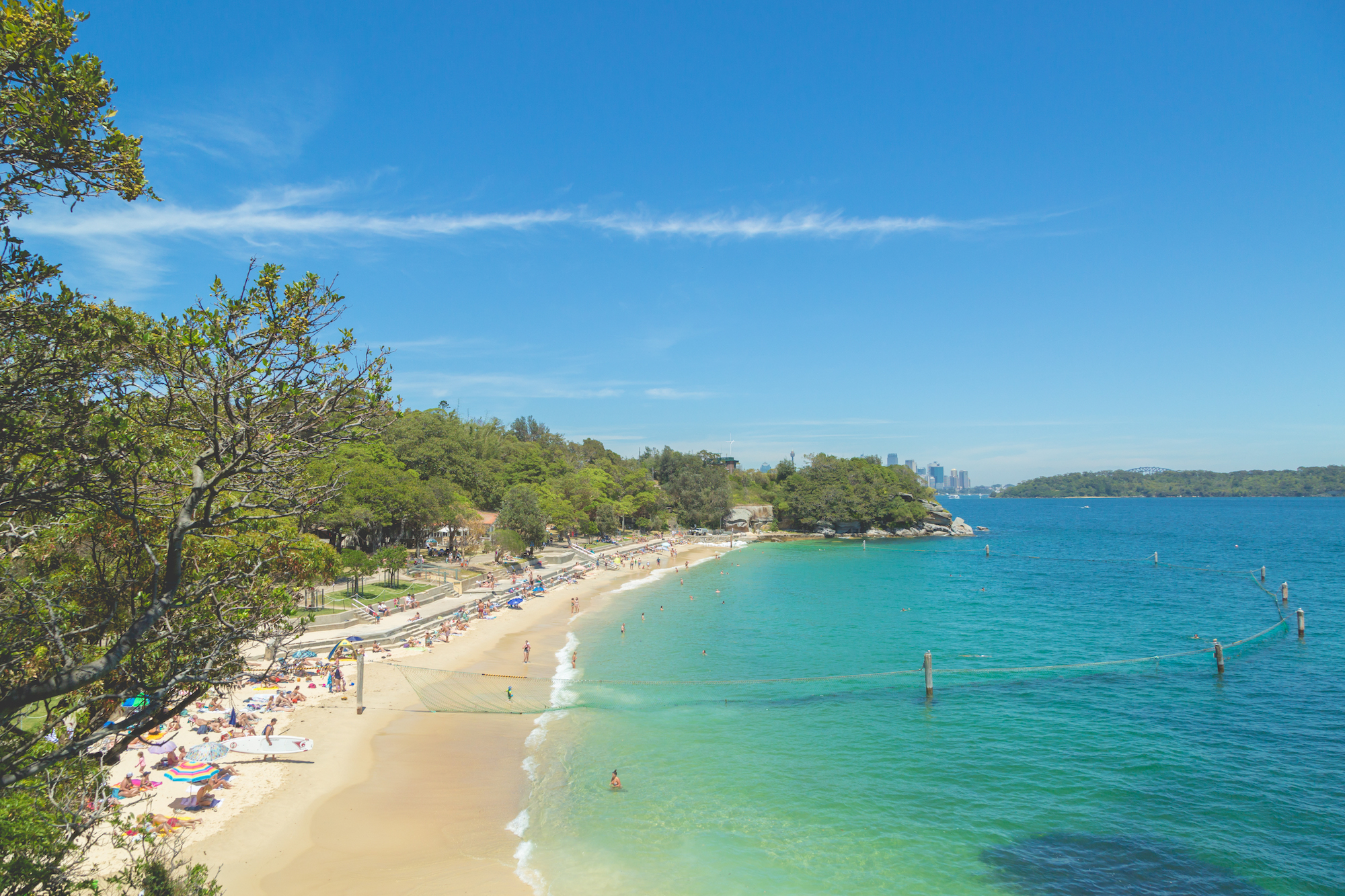 Aerial view of Shark Beach at Nielsen Park, Sydney Harbour National Park. Photo: © Instagram - @hugh.obrien