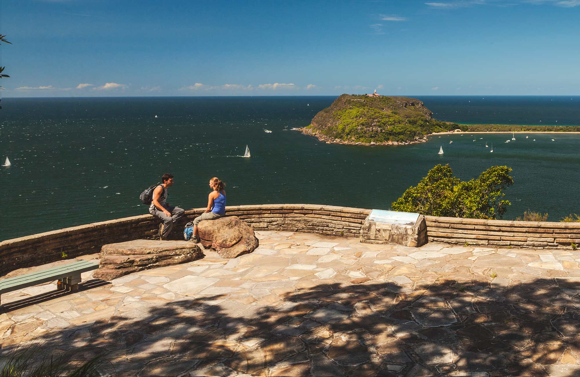 People enjoying the view out to sea from West Head lookout in Ku-ring-gai Chase National Park. Photo credit: David Finnegan/DPIE