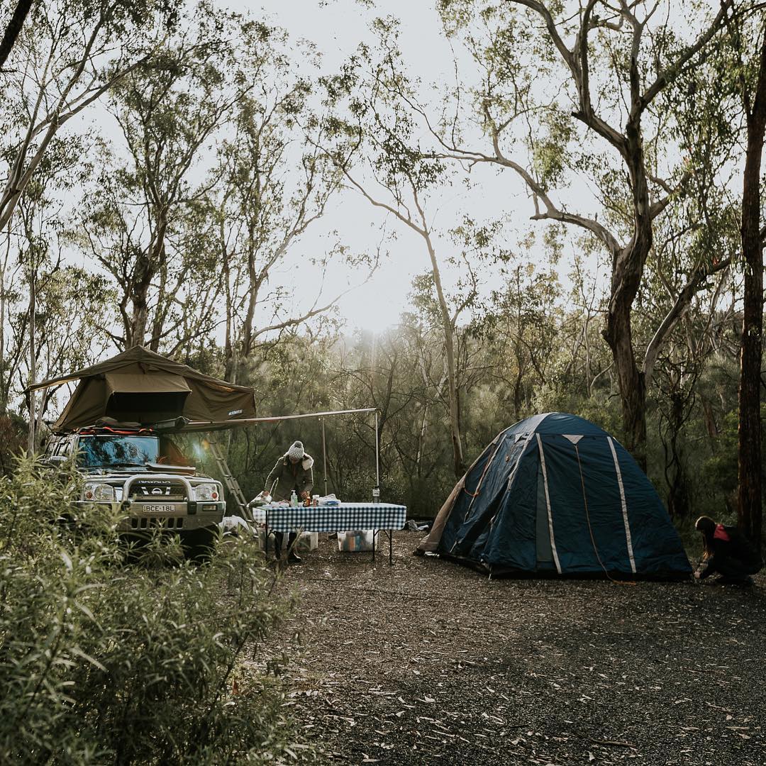 A campsite set up with rooftop tent and tent, Oxley Wild Rivers National Park. Photo: &copy; Instagram @angelica.sotelo