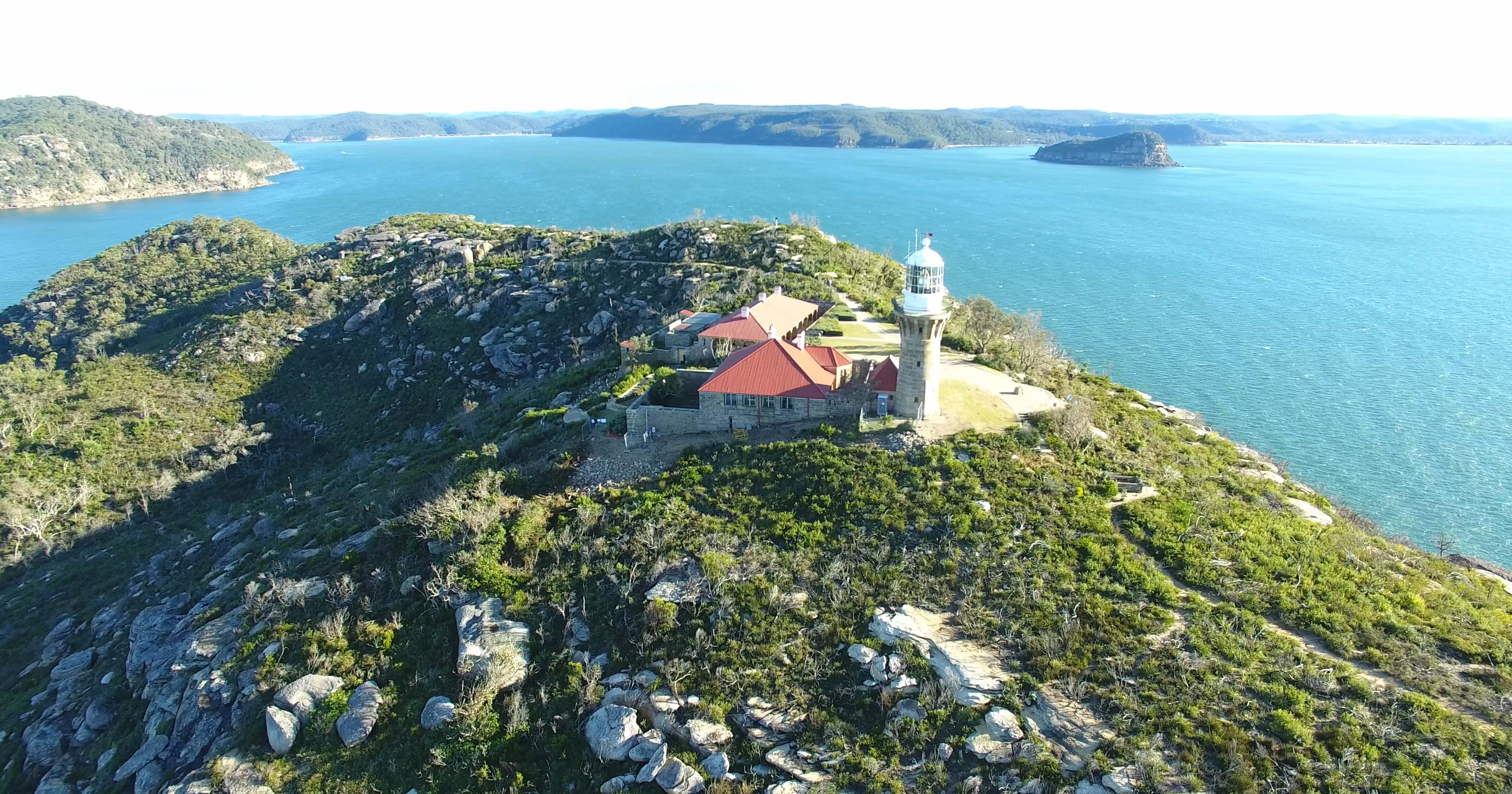 Aerial photograph of Barrenjoey Lighthouse in Ku-ring-gai Chase National Park. Photo: DPIE