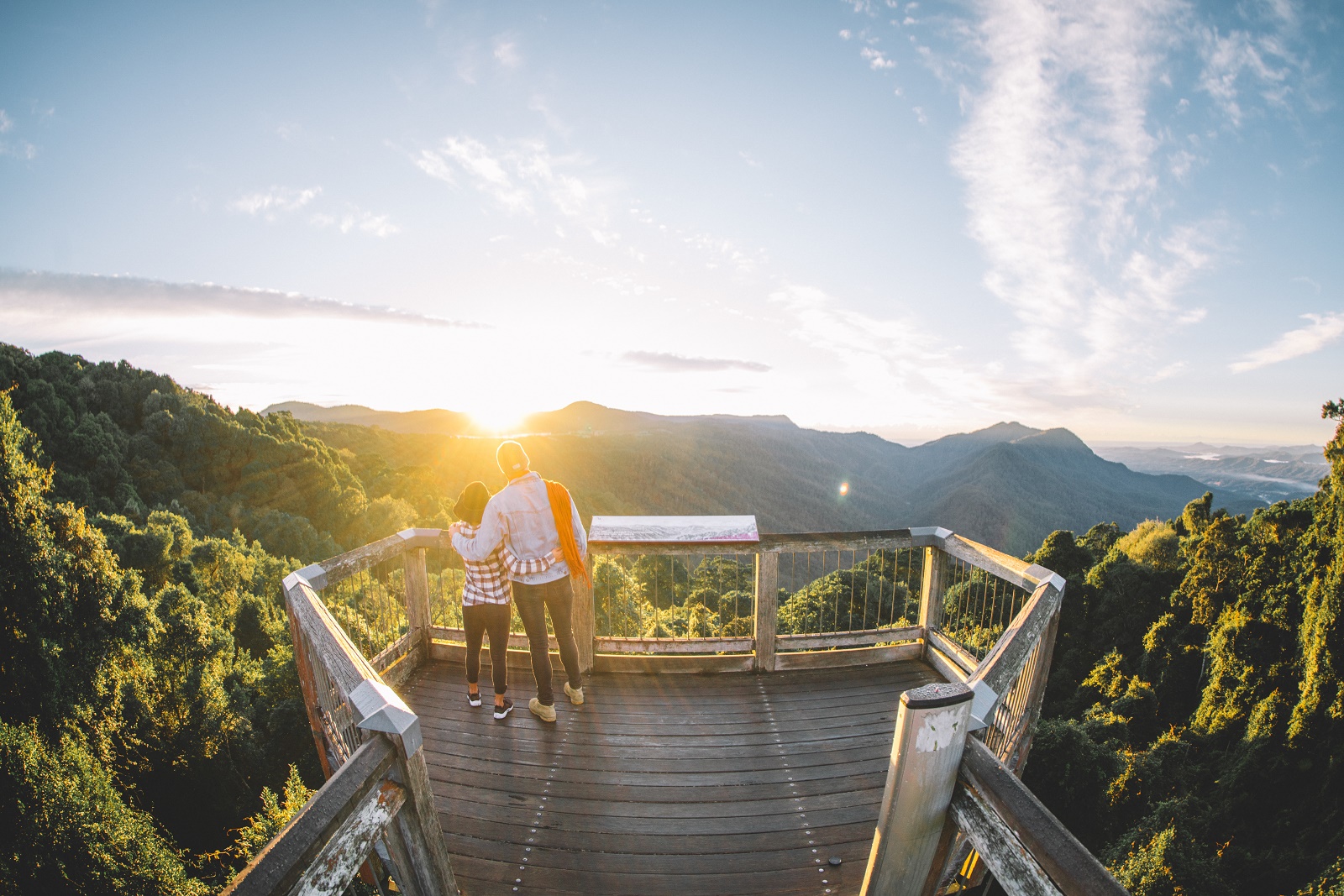 A couple at Skywalk lookout, Dorrigo National Park. Photo credit: Branden Bodman/DPIE