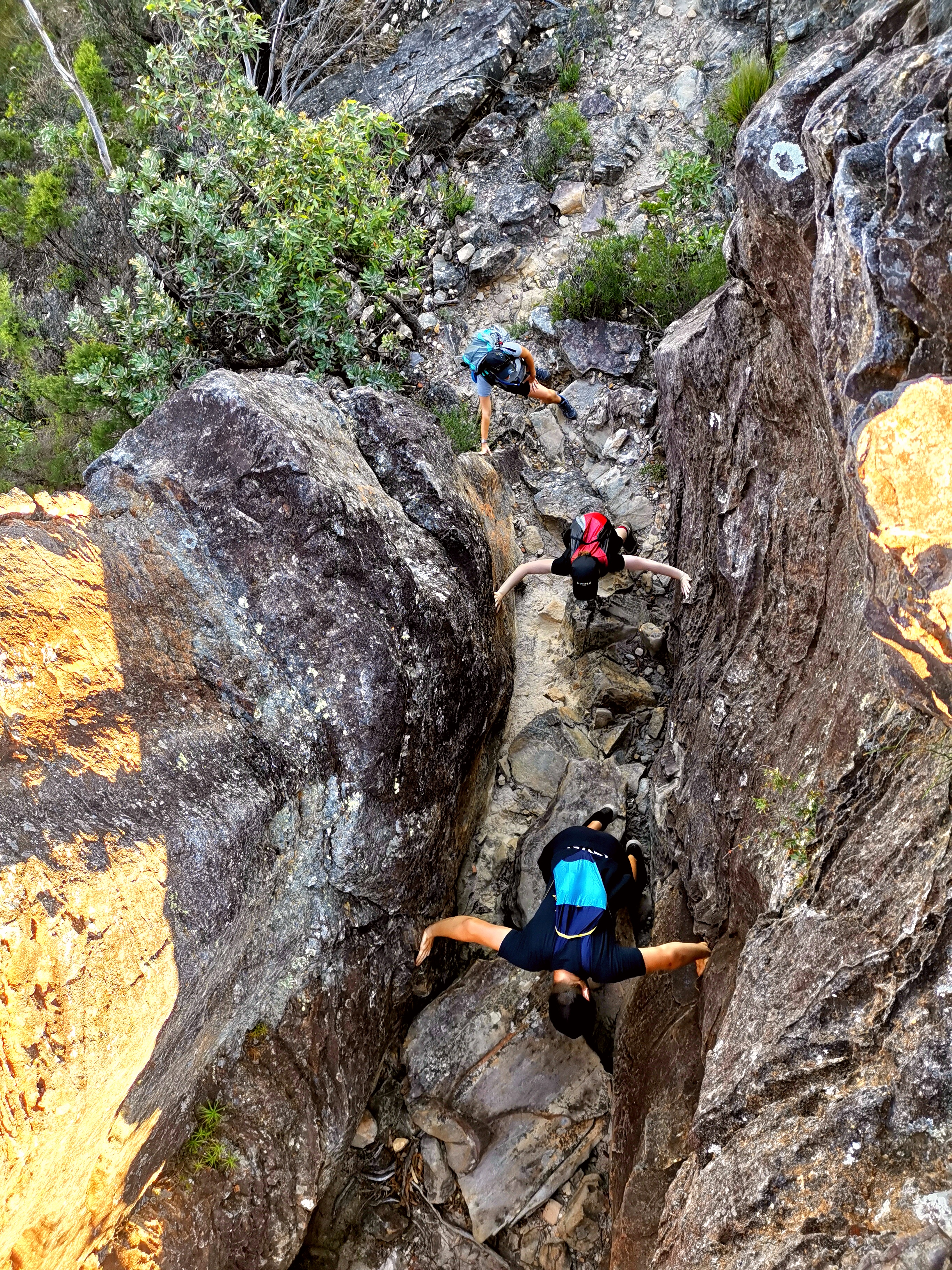 People hiking the Mount Solitary walking track, Blue Mountains National Park. Photo: Sara Freeland