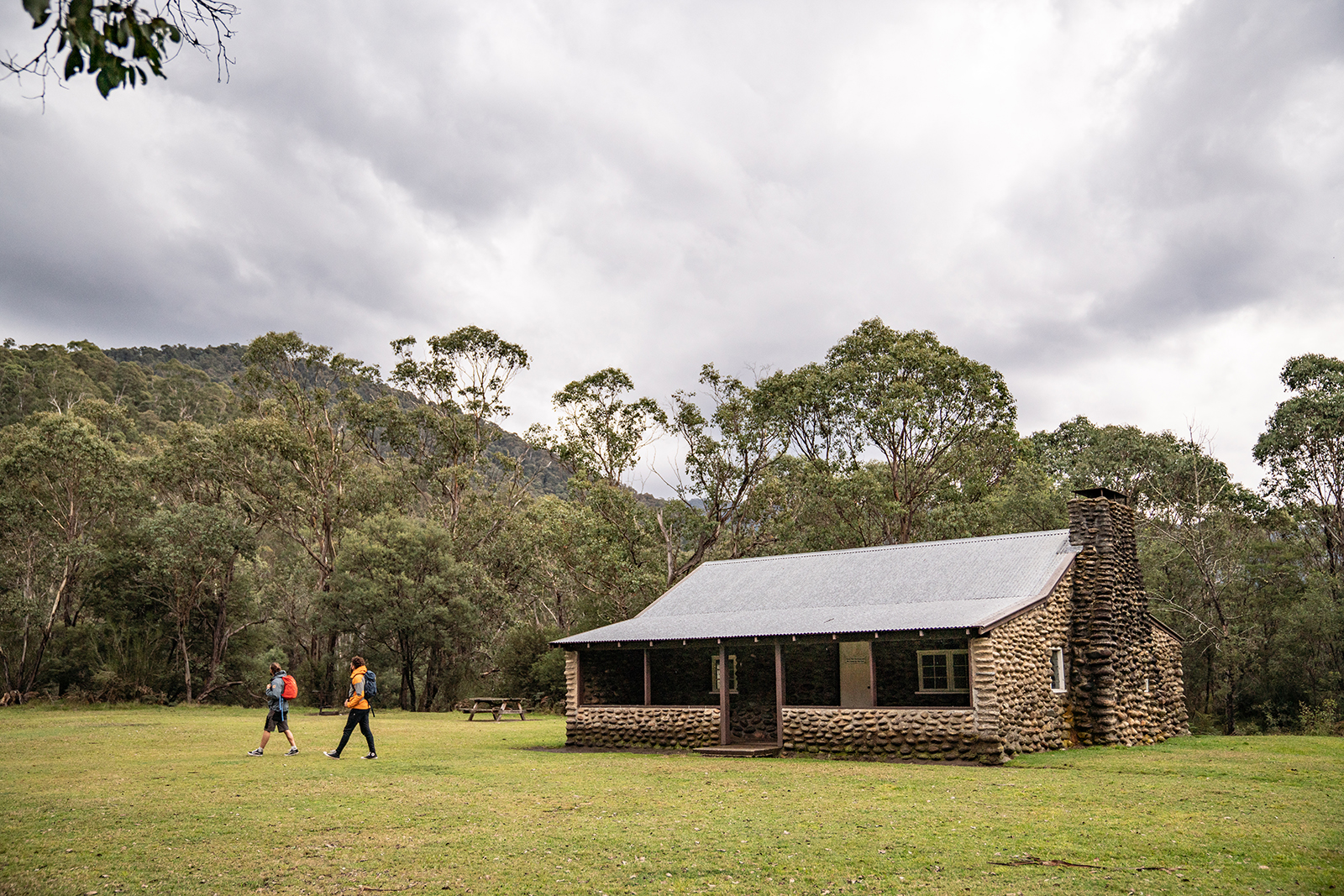 Two people on the Geehi huts walking track, Khancoban area in Kosciuszko National Park. Photo credit: Rob Mulally/DPIE
