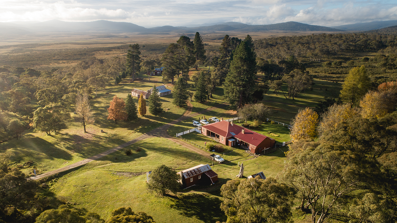 Aerial of Currango Homestead, High Plains area in Kosciuszko National Park. Photo credit: Rob Mulally/DPIE