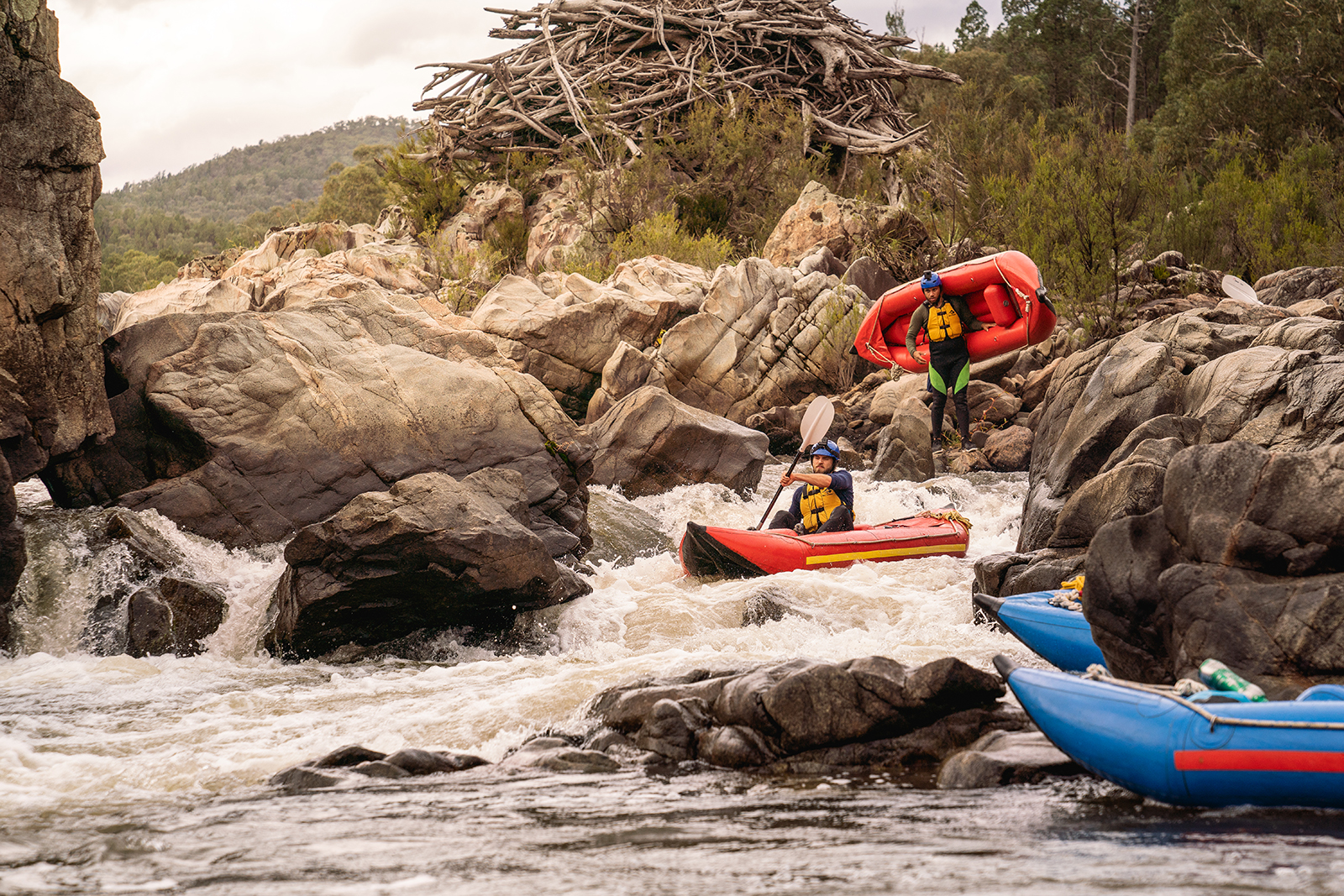 People kayaking in the Snowy River, Kosciuszko National Park. Photo credit: Rob Mulally/DPIE
