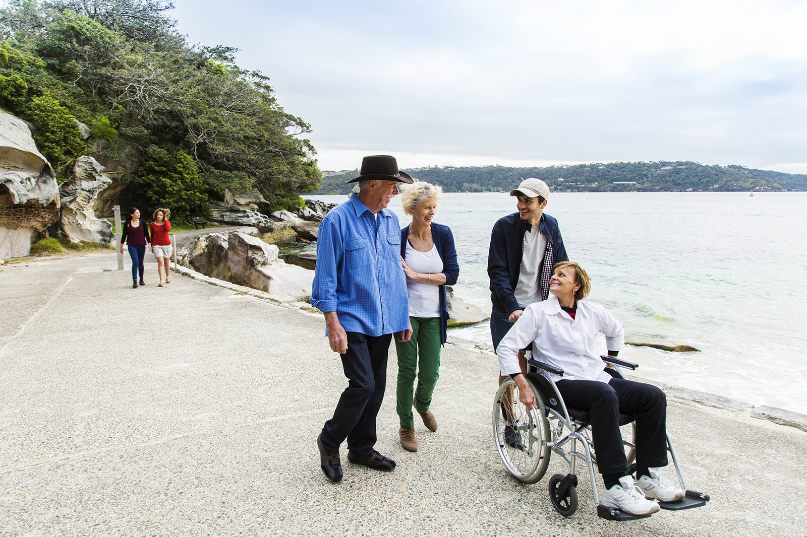 Wheelchair access Shark Beach, Nielsen Park, Sydney Harbour National Park. Photo Credit: Simone Cottrell/DPIE