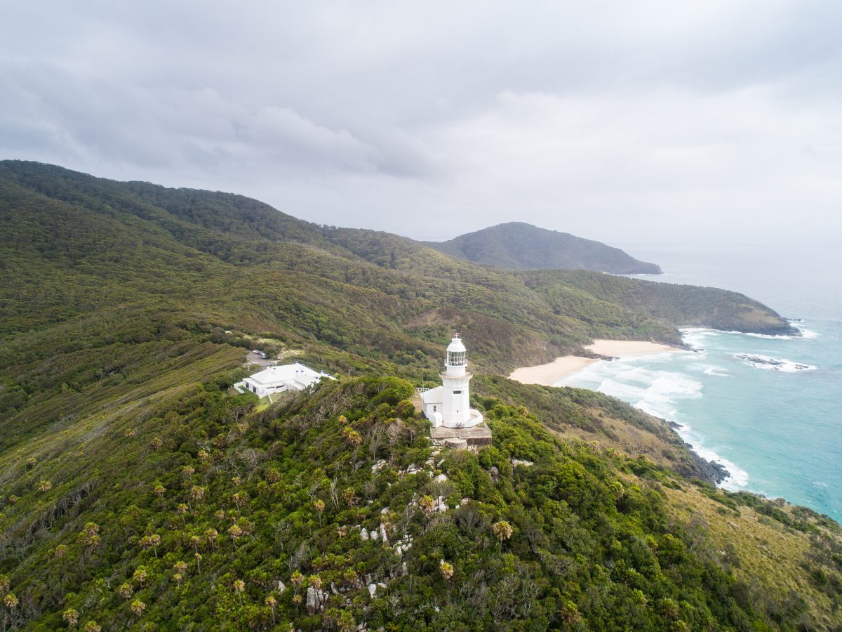 Aerial of Smoky Cape lighthouse. Photo credit: Rob Mulally / DCCEEW © Studio Bilby