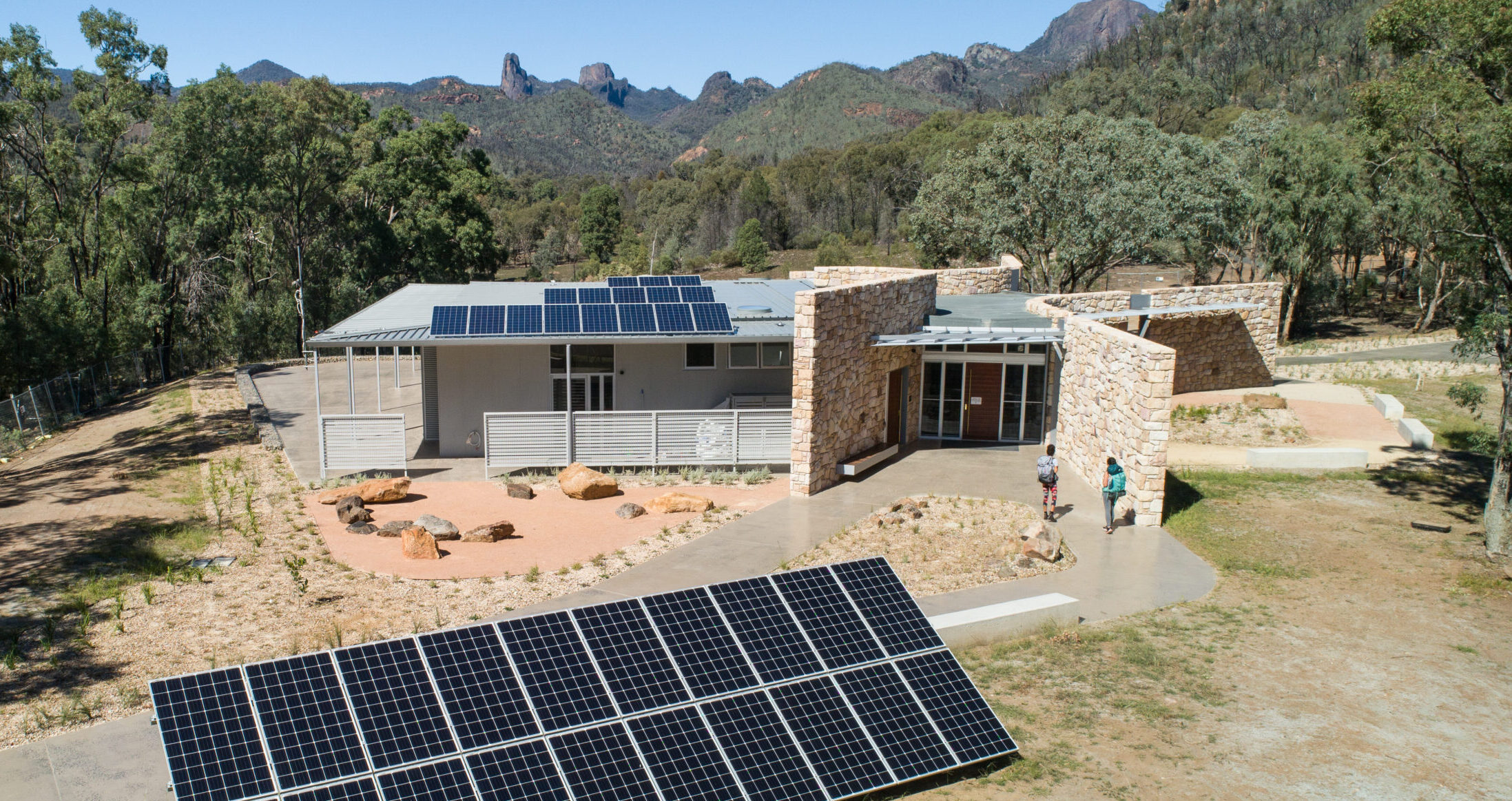 Aerial of Warrumbungle visitor centre. Photo credit: Rob Mulally / DPE