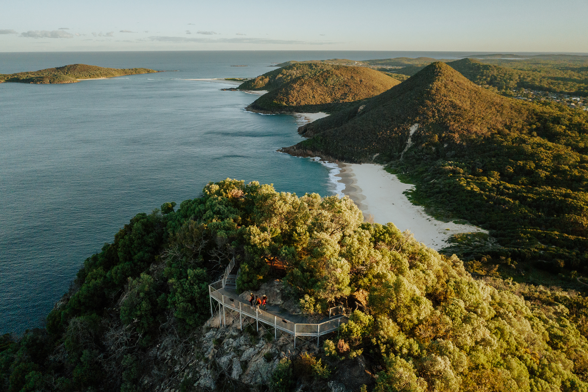Aerial view of Tomaree Head Summit, Tomaree Coastal Walk, Tomaree National Park. Photo: Remy Brand / DCCEEW © Studio Bilby
