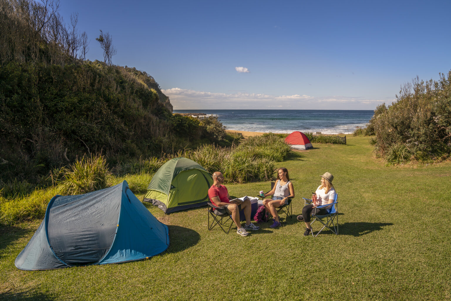 People camping, Little Beach campground, Bouddi National Park. Photo: John Spencer / DCCEEW © DCCEEW