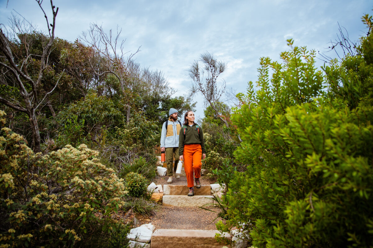 Two people on the Bouddi Coastal Walk, Bouddi National Park. Photo Credit: Jared Lyons / DCCEEW © DCCEEW 