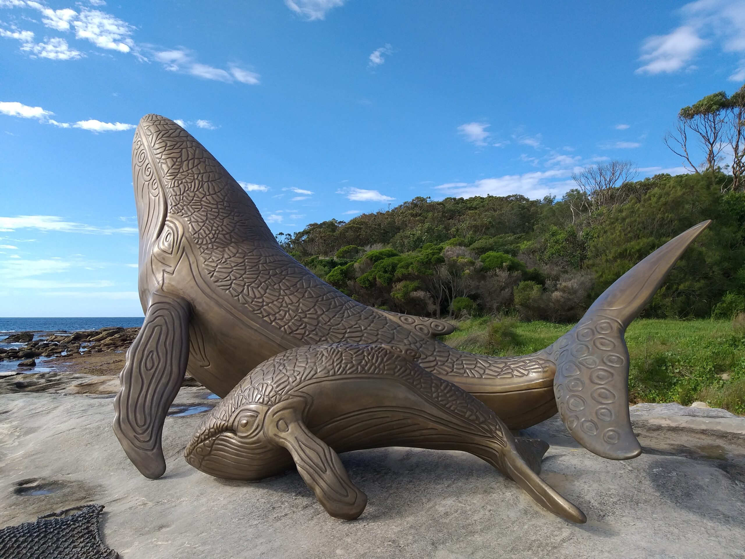The Whales bronze sculpture at Kurnell, Kamay Botany Bay National Park. Photo credit: Lisa Sturis/DCCEEW