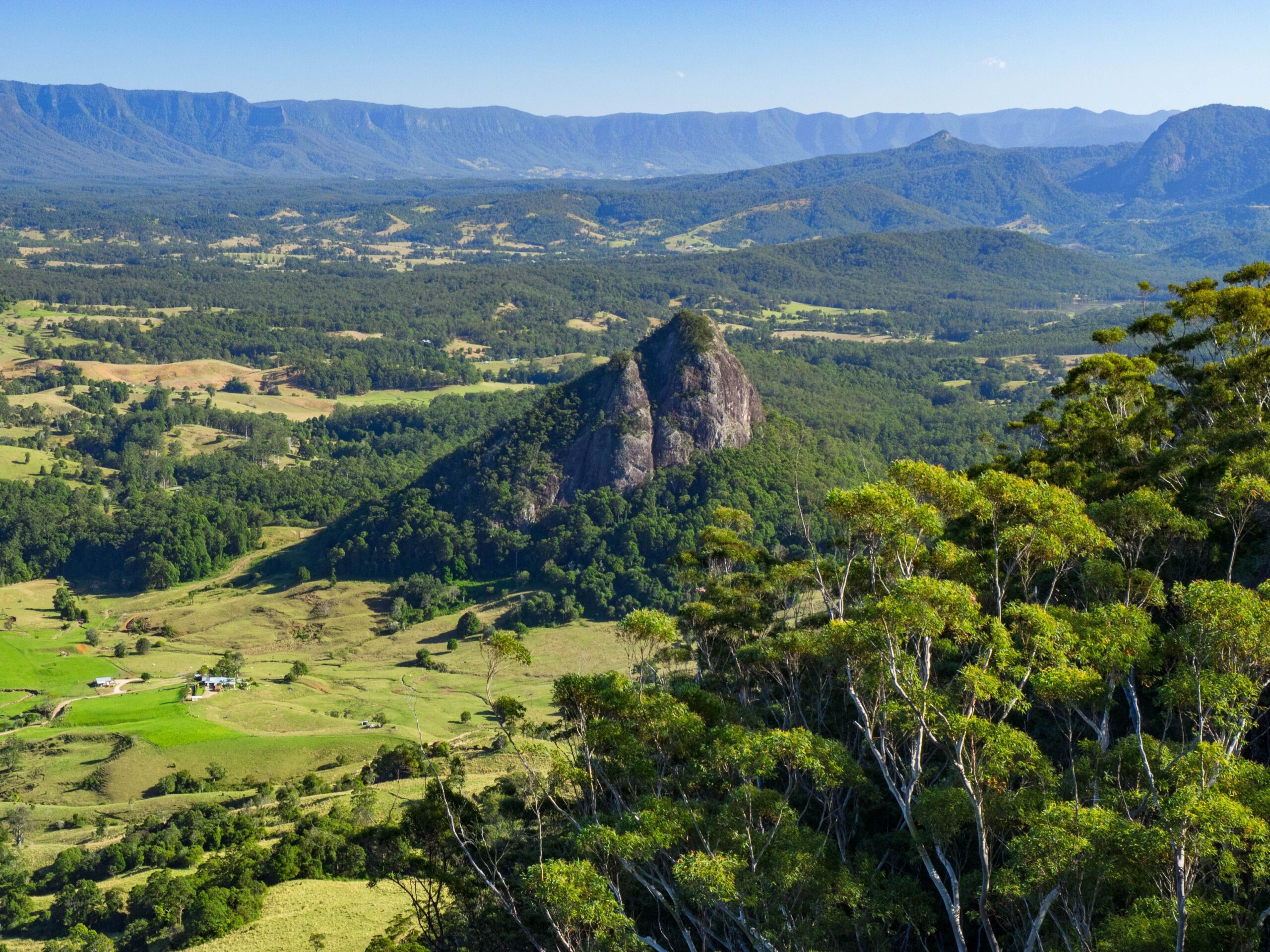 View of the mountains and valletys of the Doughboy and Wollumbin Caldera.