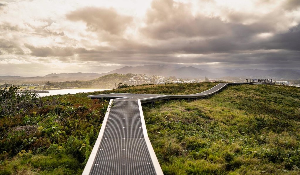 The path across the island with the view to Coffs Harbour in the background. Photo &copy; Joshua Woods