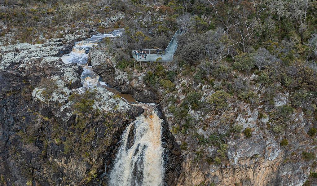 Aerial view of Dangars Falls and lookout, Oxley Wild Rivers National Park. Credit: Josh Smith/DCCEEW &copy; DCCEEW