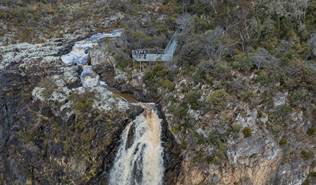 Aerial view of Dangars Falls and lookout, Oxley Wild Rivers National Park. Credit: Josh Smith/DCCEEW &copy; DCCEEW