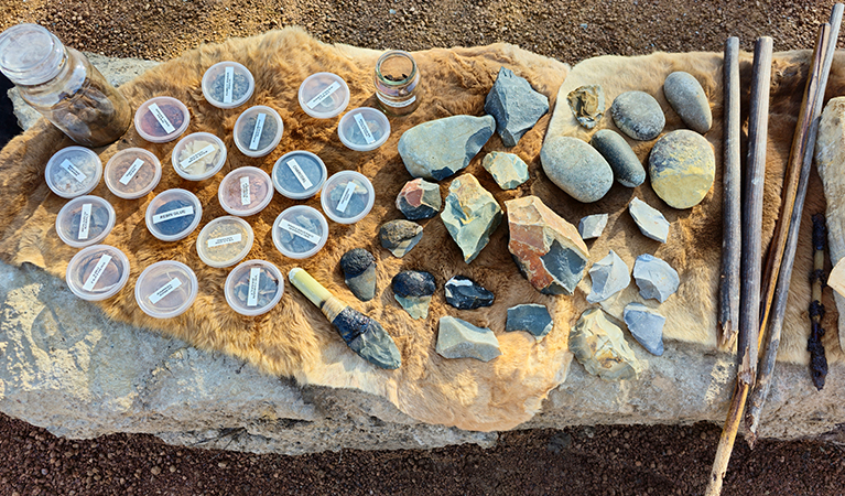A selection of Aboriginal artifacts and stones. Credit: James Franklin &copy; DCCEEW