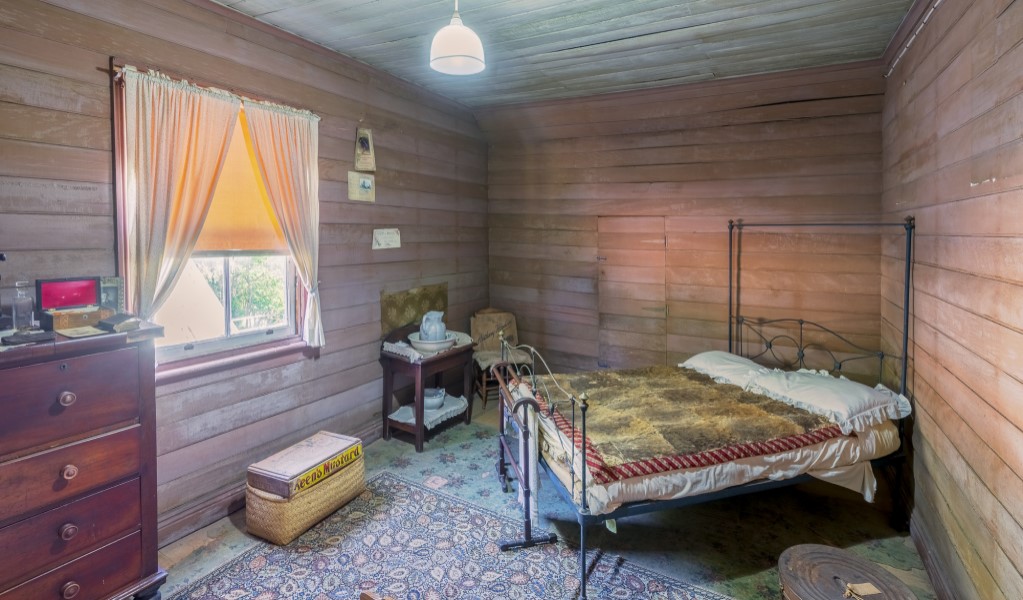 Hannah Marshall's bedroom in Craigmoor House, Hill End Historic Site. Photo: John Spencer &copy; DPE