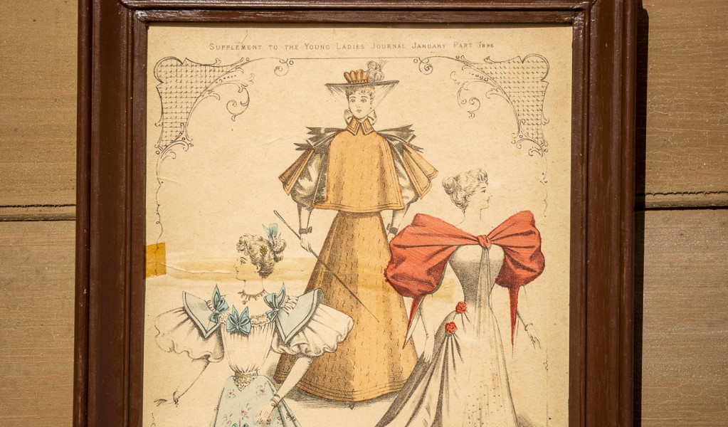 An illustration cut out of the Young Ladies Journal and hung on the wall of Craigmoor House and Hill End Historic Site. Photo: John Spencer &copy; DPE