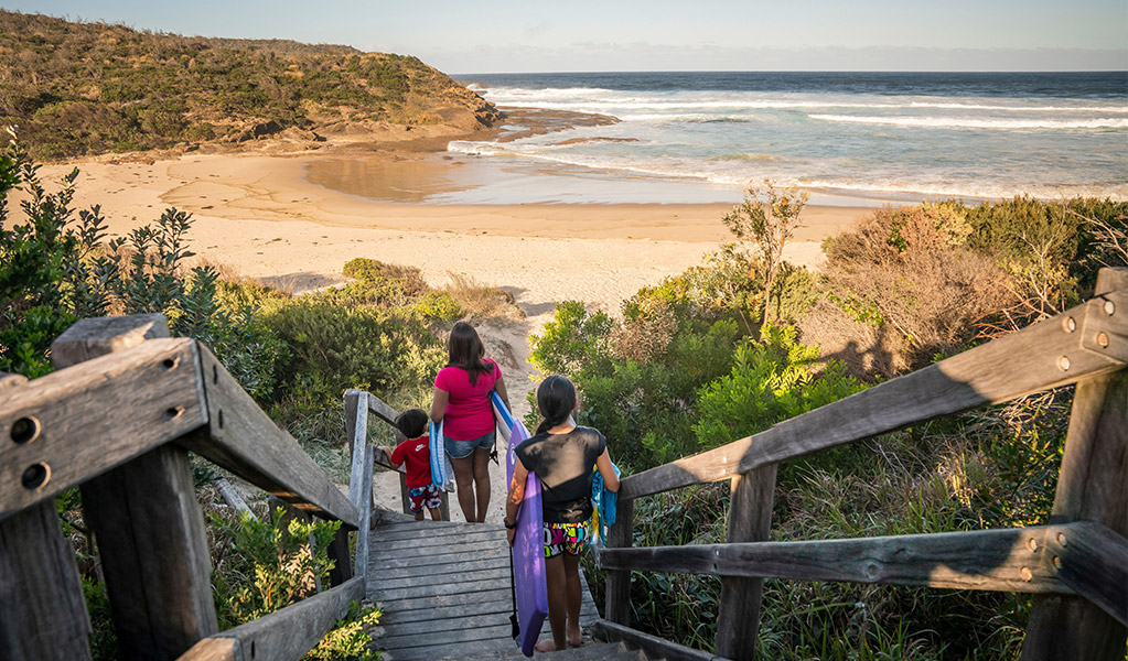 A family heading to Frazer campground. Credit: John Spencer &copy; DCCEEW