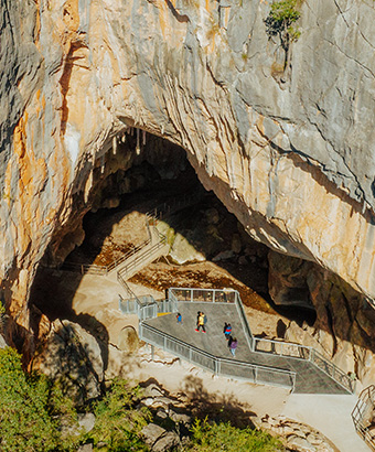 Aerial image of Victoria Arch, Wombeyan Karst Conservation Area. Credit: Remy Brand &copy; DCCEEW