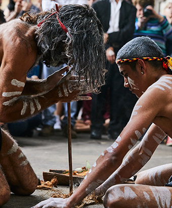 The guides of Tribal Warrior during an Aboriginal culture tour of Sydney Harbour. Photo: Flash Point Labs &copy; Tribal Warrior