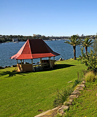 Loir's house and gazebo, Rodd Island, Sydney Harbour National Park. Photo: K McGrath