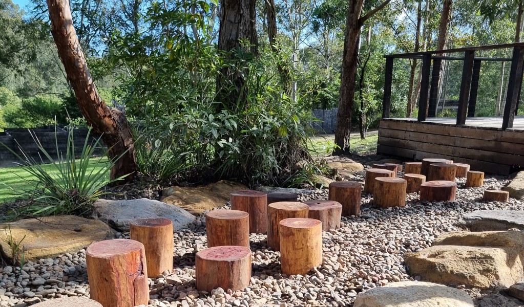 Stepping stones at the inclusive adventure playground in Blue Gum Hills Regional Park. Photo &copy; Andrejs Rubenis