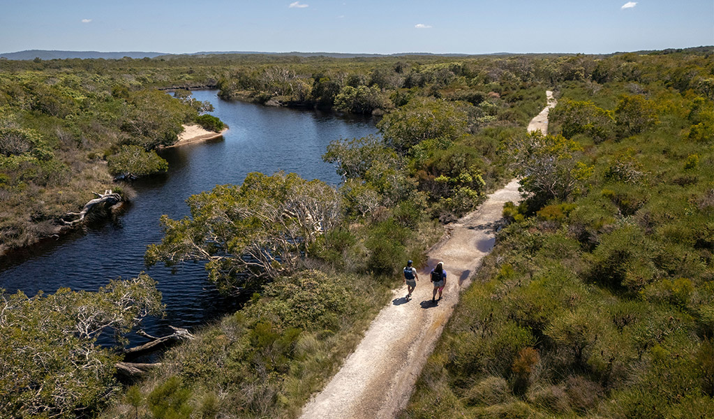 People bushwalking on Jerusalem Creek walk. Credit: John Spencer &copy; DCCEEW