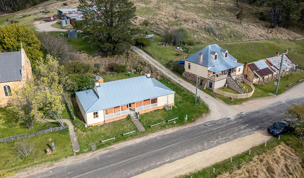 An aerial shot of the Hartley Historic Site Visitor Centre and surrounding buildings. Credit: John Spencer &copy; DCCEEW