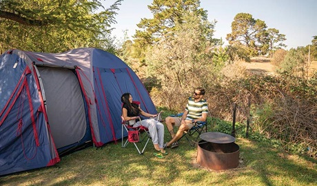 A couple camping at Village campground, Hill End Historic Site. Photo: John Spencer/OEH