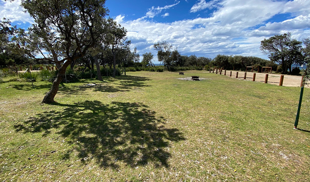 Communal fireplaces, sites 5 to 10 at Picnic Point campground. Credit: &copy; DCCEEW