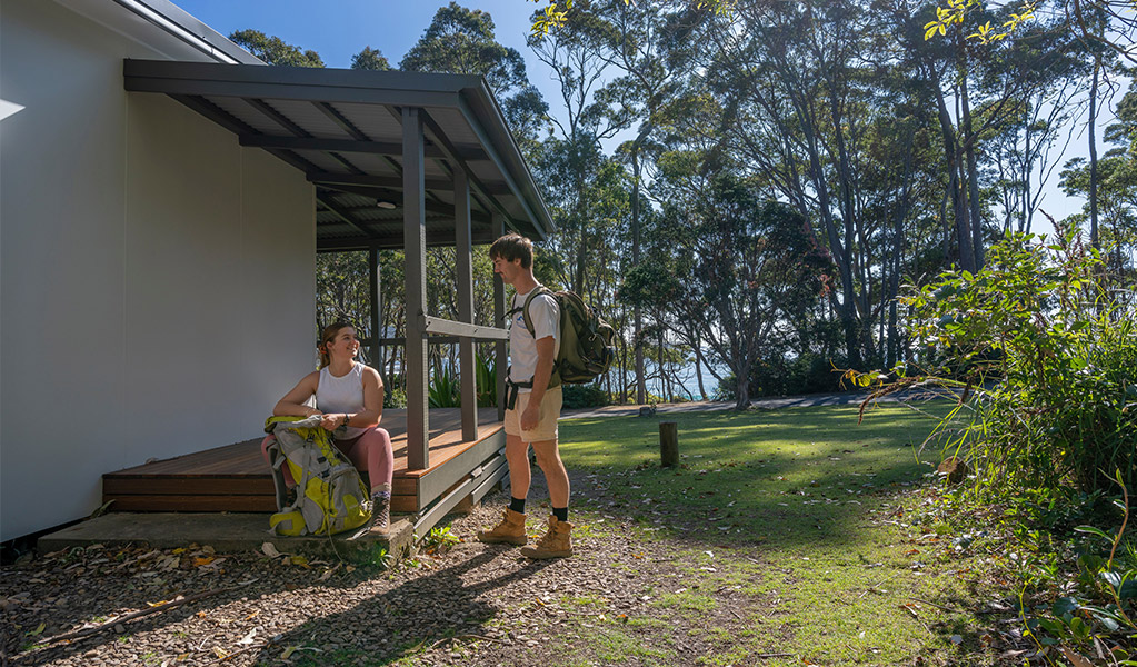 Side view of Depot Beach cabins. Photo: John Spencer &copy; DCCEEW
