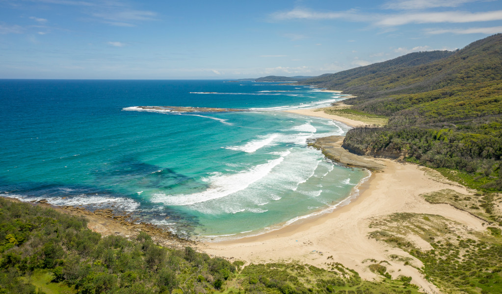 Aerial view of Depot Beach. Credit: John Spencer &copy; DPE