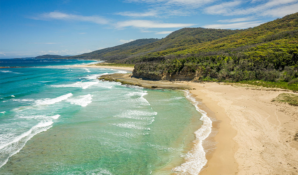 Aerial view of Pretty Beach. Credit: John Spencer &copy; DCCEEW