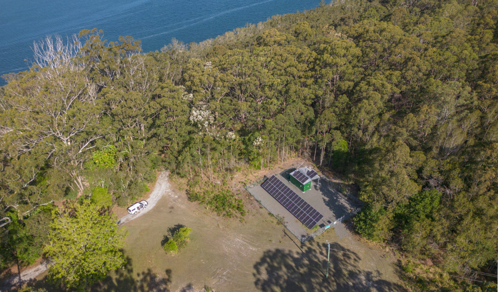 Aerial view of Cutlers Cottage near the lake's edge. Credit: John Spencer &copy; DPE