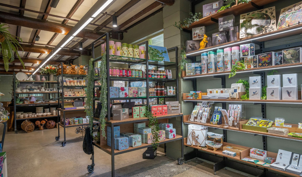 More items from local artists, books and sustainable gifts for all ages on display inside the Royal National Park Visitor Centre shop at Audley Village. Credit: John Spencer &copy; DCCEEW