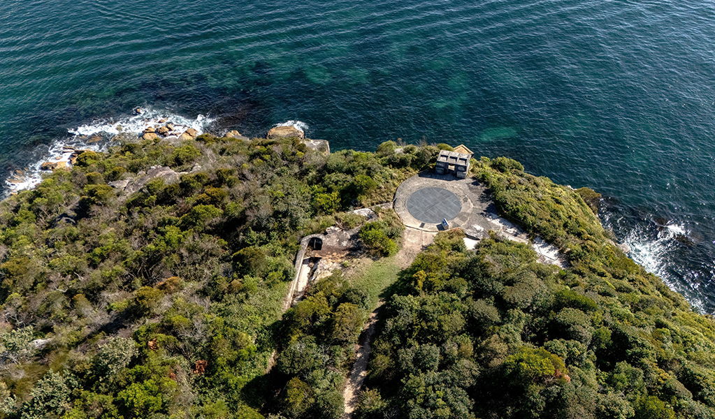An aerial view of Middle Head – Gubbuh Gubbuh's military fortifications in Sydney Harbour National Park. Photo: Simon Wood &copy; DCCEEW