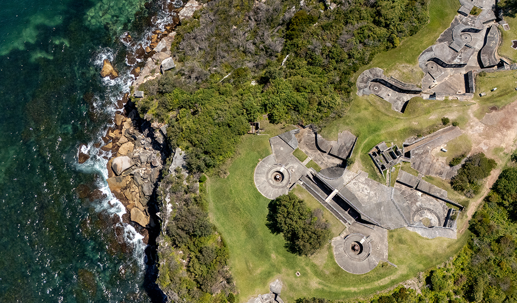 Aerial view of outer Middle Head. Credit: Simon Wood &copy; DCCEEW