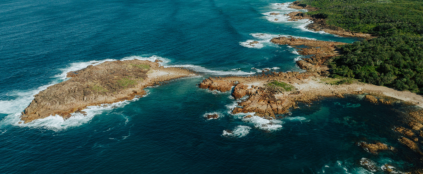 Aerial view of the volcanic rocks on the island named Big Rocky. Credit: Daniel Parsons Copy&; Daniel Parsons