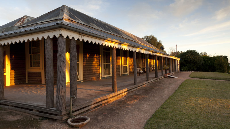 Yanga Homestead at sunset in Yanga National Park. Credit: David Finnegan &copy; DPIE
