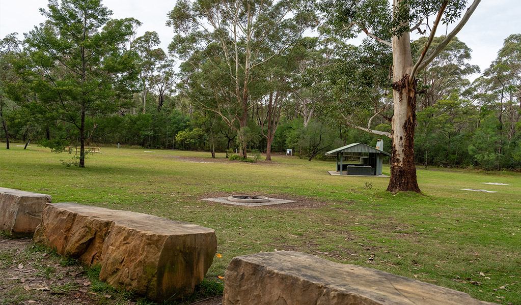 Sandstone logs that can be used as bench seats for resting. Photo: Allan Chawner &copy; DCCEEW