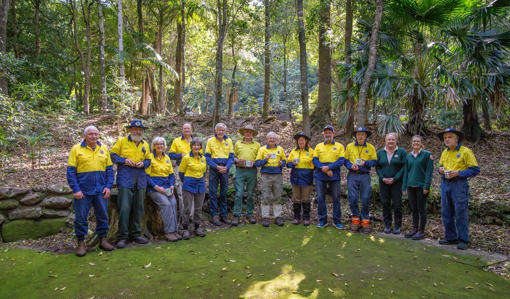 Friends of Minnamurra bush regeneration volunteers, group photo, Minnamurra Rainforest, Budderoo National Park. Credit: John Spencer/DCCEEW &copy; DCCEEW